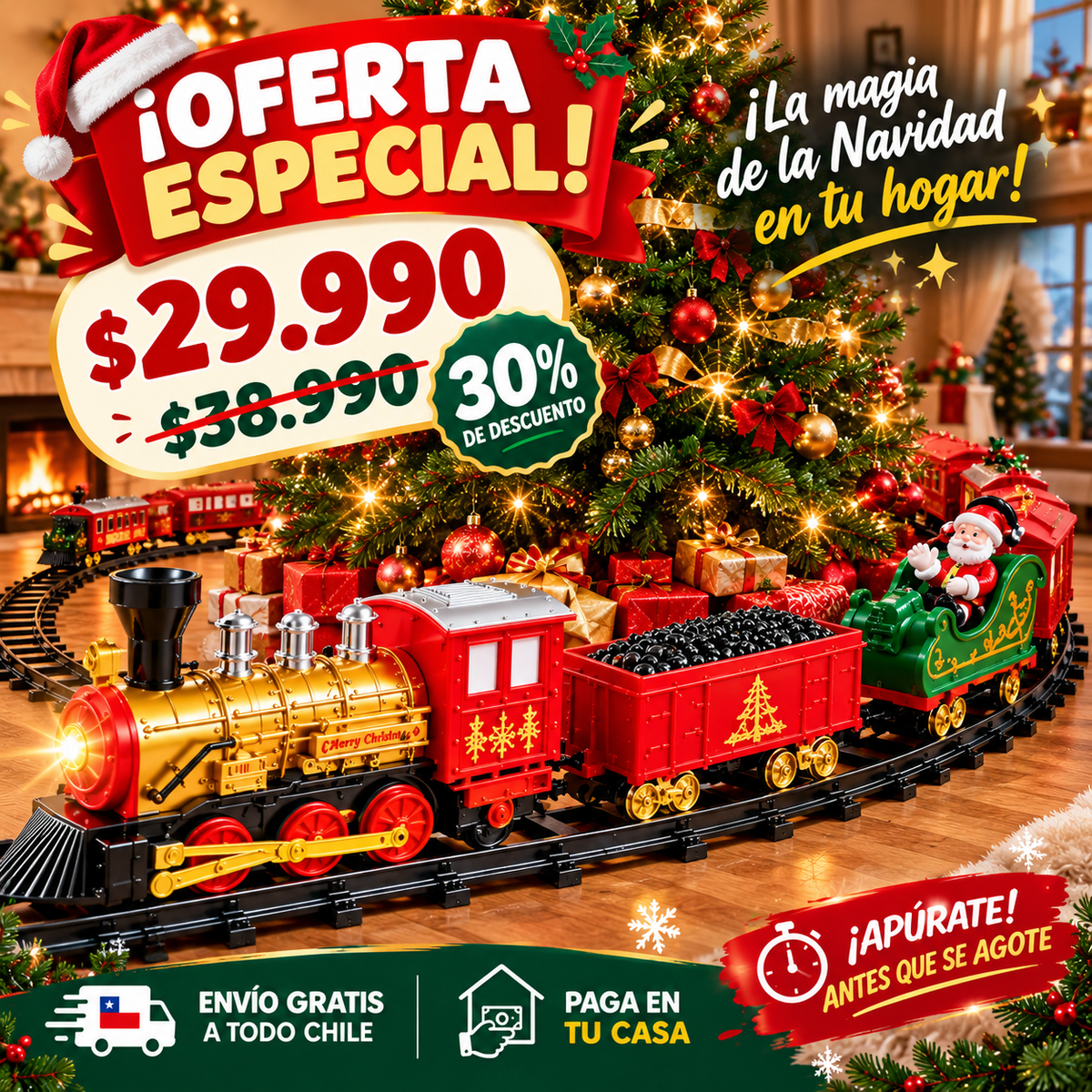 Tren Navideño Musical con Luz y Sonido