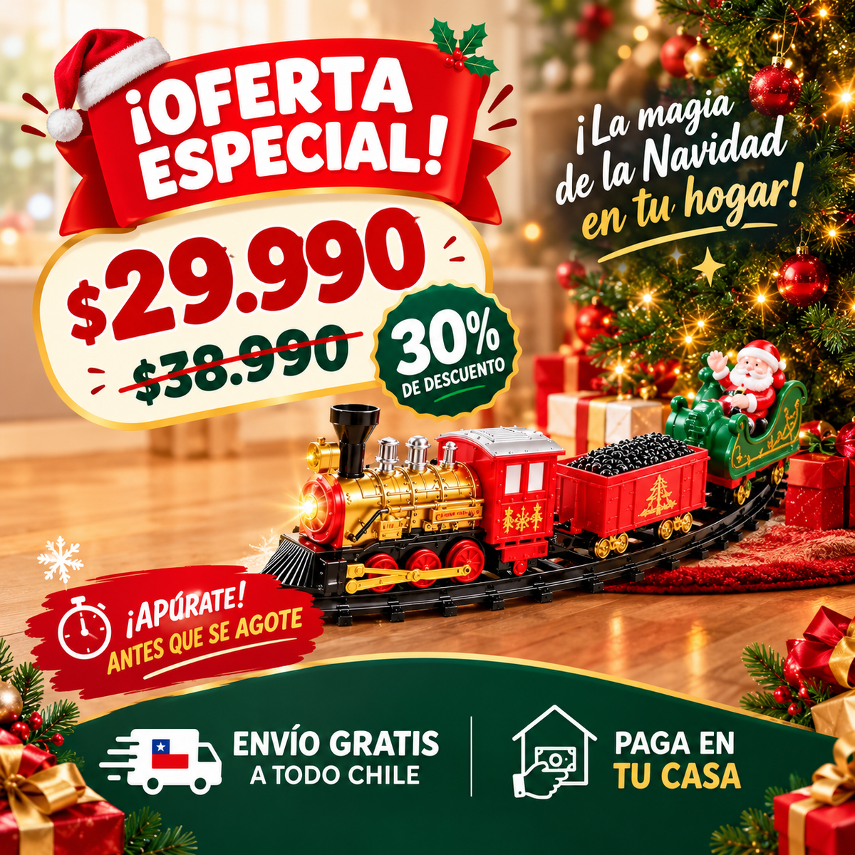 Tren Navideño Musical con Luz y Sonido