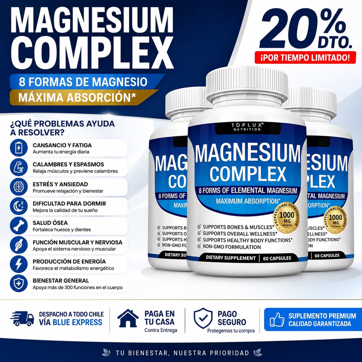 MAGNESIO COMPLEX USA 8 ELEME 1000 MG USA