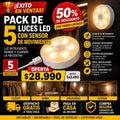 PACK 5 LUCES LED CON SENSOR DE MOVIMIENTO OFERTA 50% DESCUENTO.