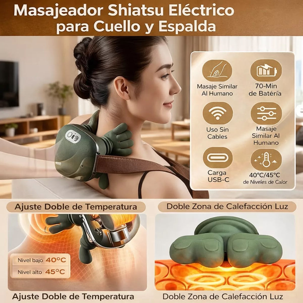 Masajeador Relajante de cuello y espalda Spa Shiatsu con calentador 30% dscto.