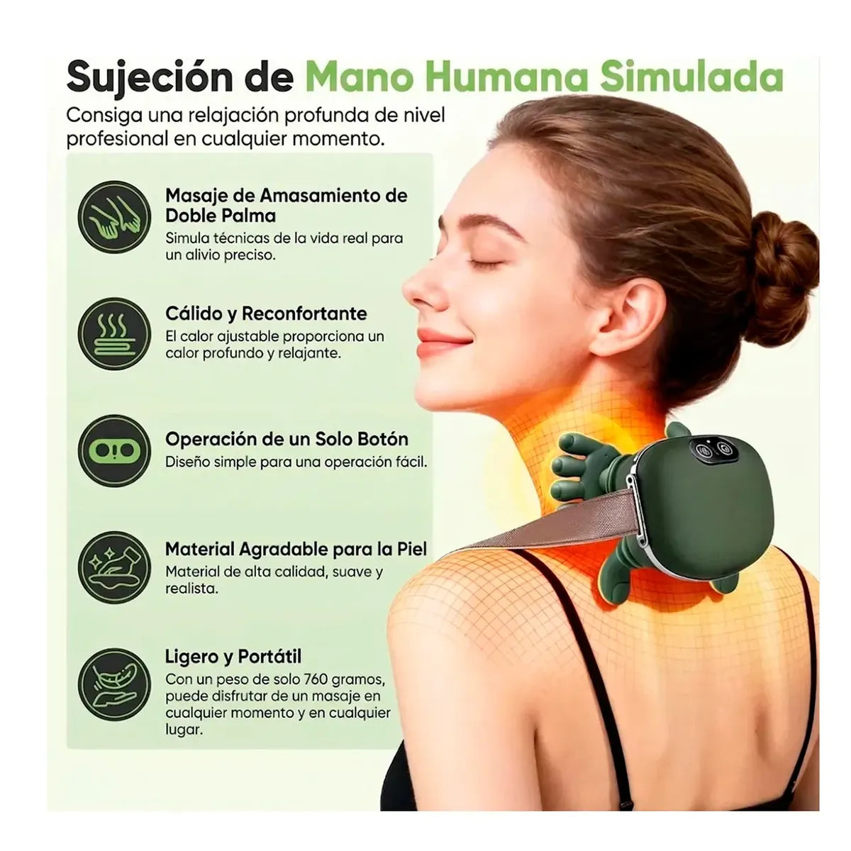 Masajeador Relajante de cuello y espalda Spa Shiatsu con calentador 30% dscto.